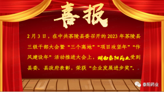 泰阳药业荣获“企业发展进步奖”